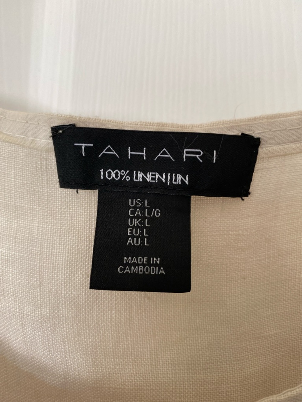 Tahari Cream Linen Sleeveless Peplum Top - Picture 2 of 7